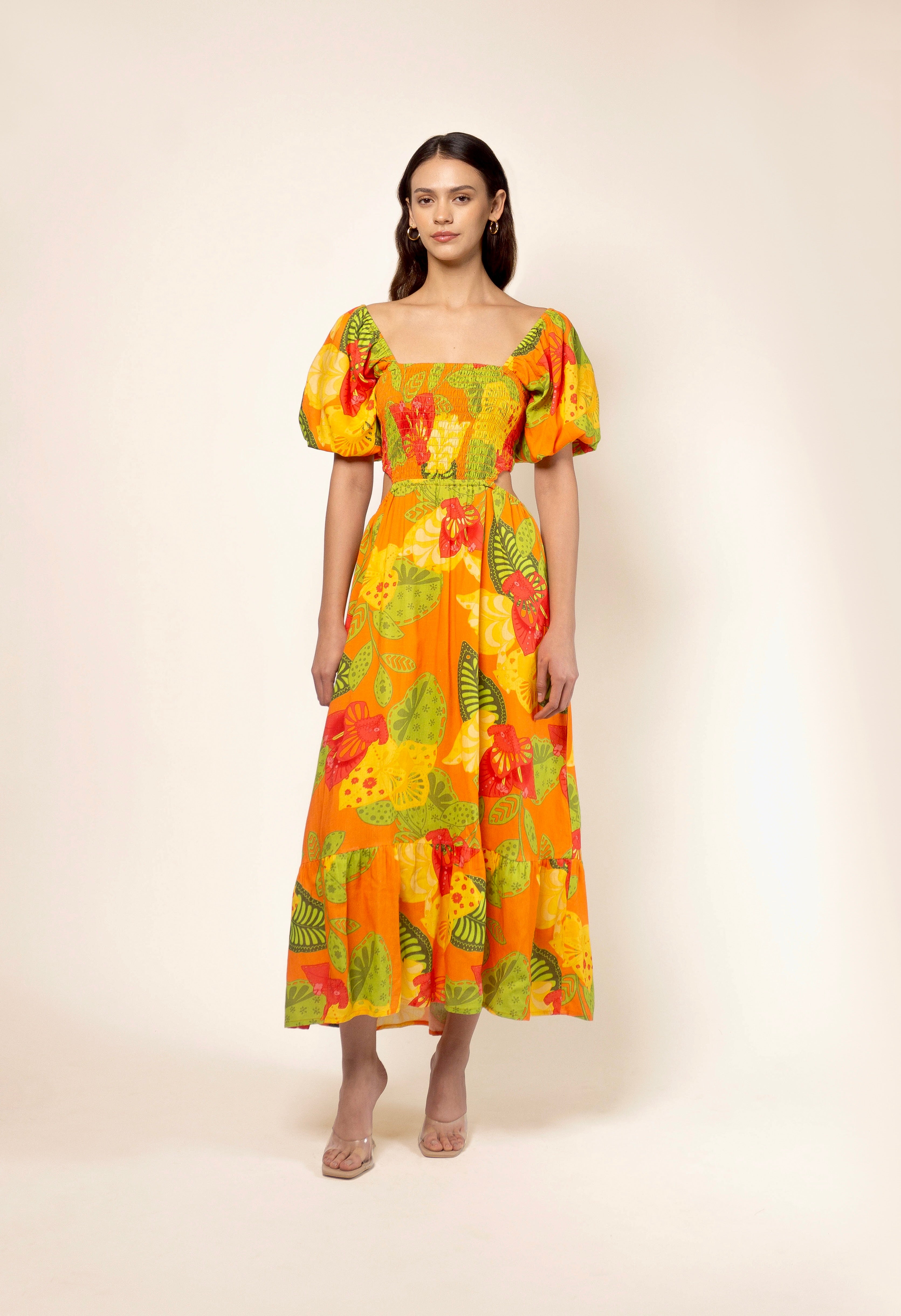 BUGAMBILIA VESTIDO MIDI LINO